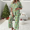 thumbnail image 2 of UngA Womens Pajama Sets Christmas Short Sleeve Sleepwear Long Pants Soft Button Down Loungewear Silk Christmas Pajamas for Women,Size S, 2 of 5