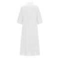 thumbnail image 5 of Wycnly Summer Dresses for Women Maxi Dress for Women Button up Plus Size Loose Swing Cotton Linen Maxi Dress Women Elegant Solid Lapel Elbow-Length Long Dresses, 5 of 6