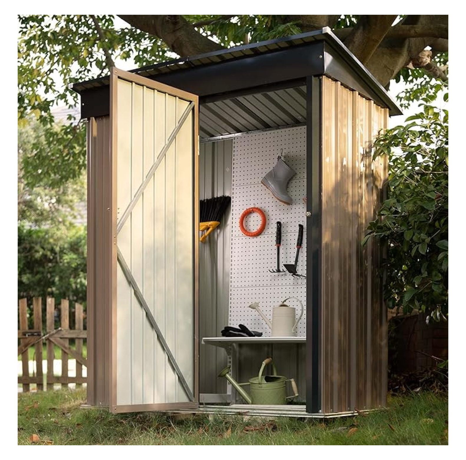 YODOLLA 6 x 4 ft. Outdoor Metal Storage Shed with Sliding Roof