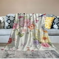 thumbnail image 2 of Nawypu  Watercolor Flower Throw Blanket Colorful Botanical Floral Printed Blanket Super Soft Flannel Throw Blanket Lightweight Fluffy Plush Fuzzy Bed Blanket for Bedding Sofa and Travel, 2 of 6