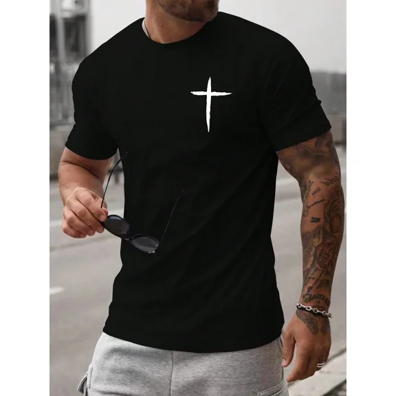 Men's Christian Faith Cross Minimalist Short Sleeve T-Shirt