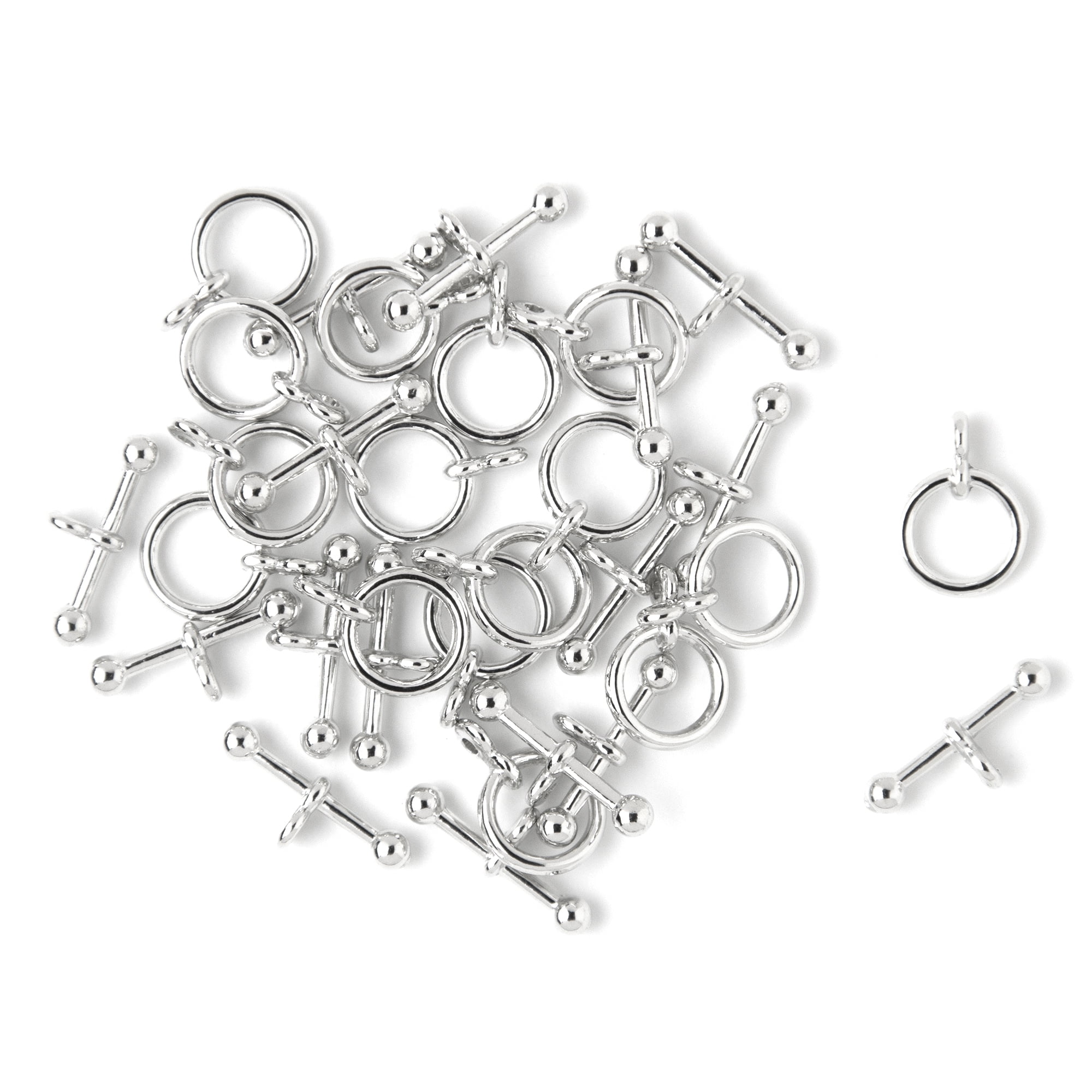 10 pcs Silver tone flower toggle clasps jewellery making findings