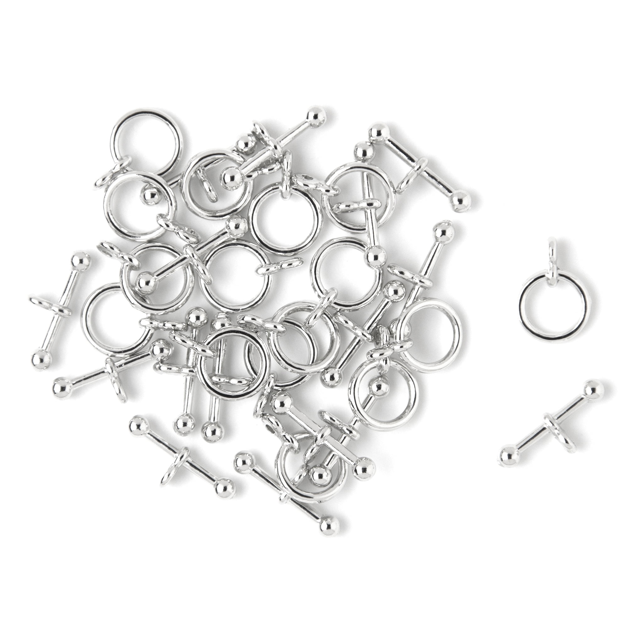 DIY Metal Round Silver Toggle Clasp, 16 Piece