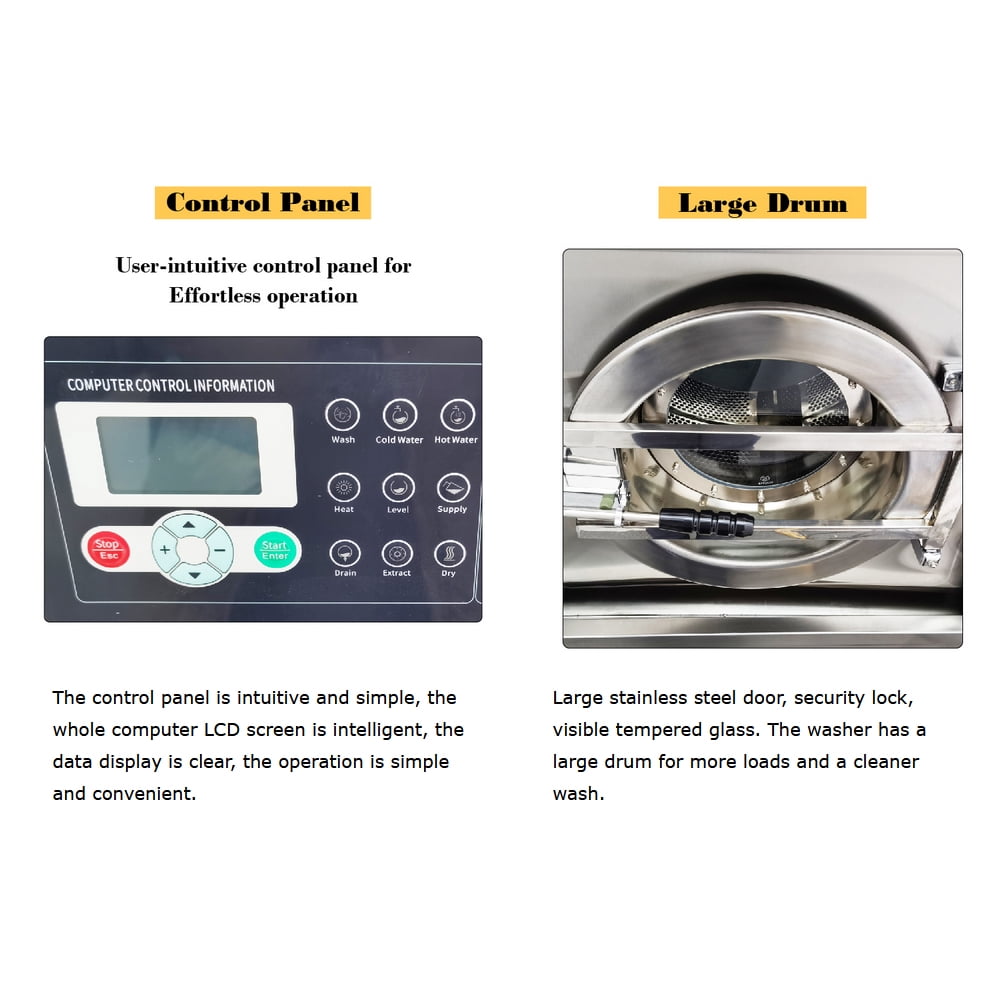 44LBS Washing All-in-One Elution Drying Machine Fully Automatic Commercial Industrial 3PH 220V 2.2KW
