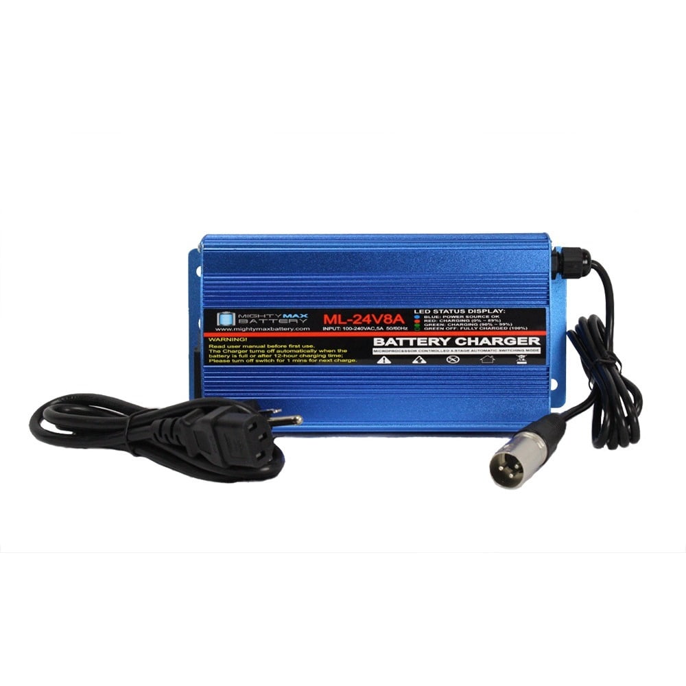 24 Volt 8 Amp Wheelchair Battery Charger with 3 Pin XLR Connector