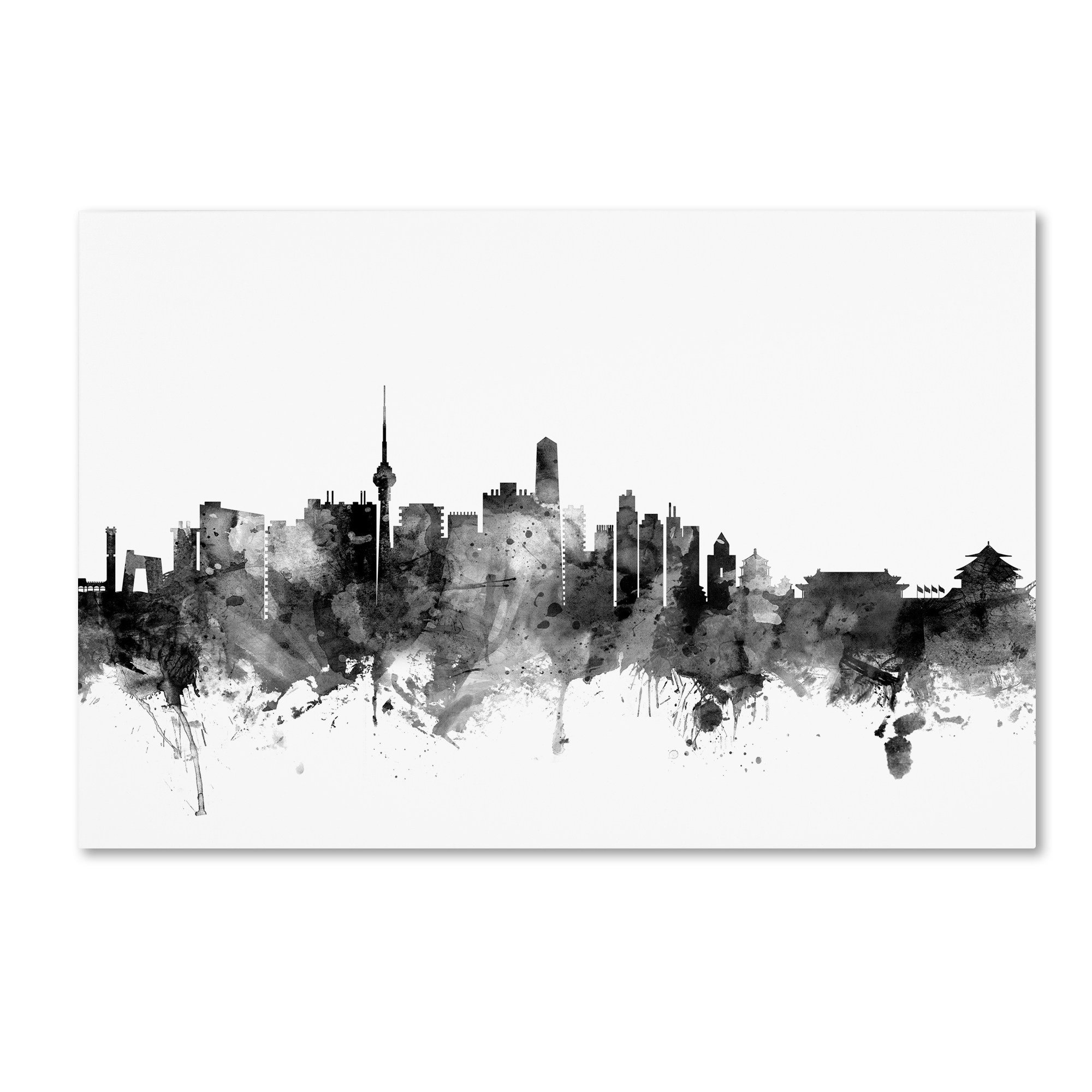 Trademark Fine Art "Beijing China Skyline B&W" Canvas Art by Michael Tompsett