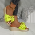 thumbnail image 6 of HomeDM Womens Wedge Platform Sandals Bow Knot Slip on Open Toe Beach Slide Sandals, Yellow Size 6, 6 of 9