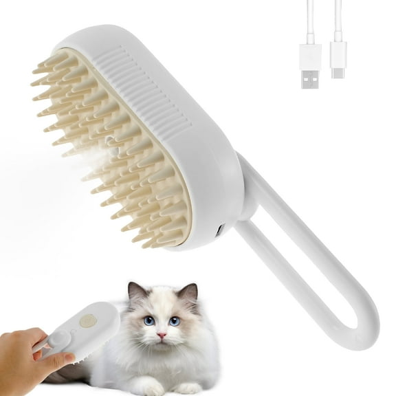 Lzvxtym Steamy Cat Brush with Rotatable Handle Spray Cat Brush with Water Tank Portable Cat Steamer Brush for Shedding Rechargeable Cat Grooming Brush Cat Steamy Brush
