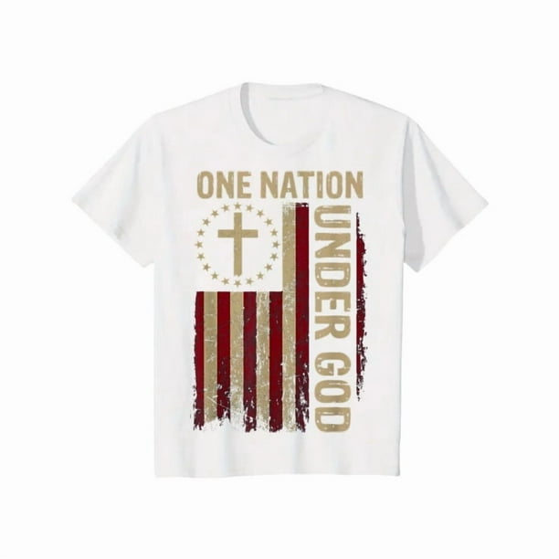 Camiseta cristiana patriótica para hombre con la bandera de Una Nación bajo Dios, 4 de julio
