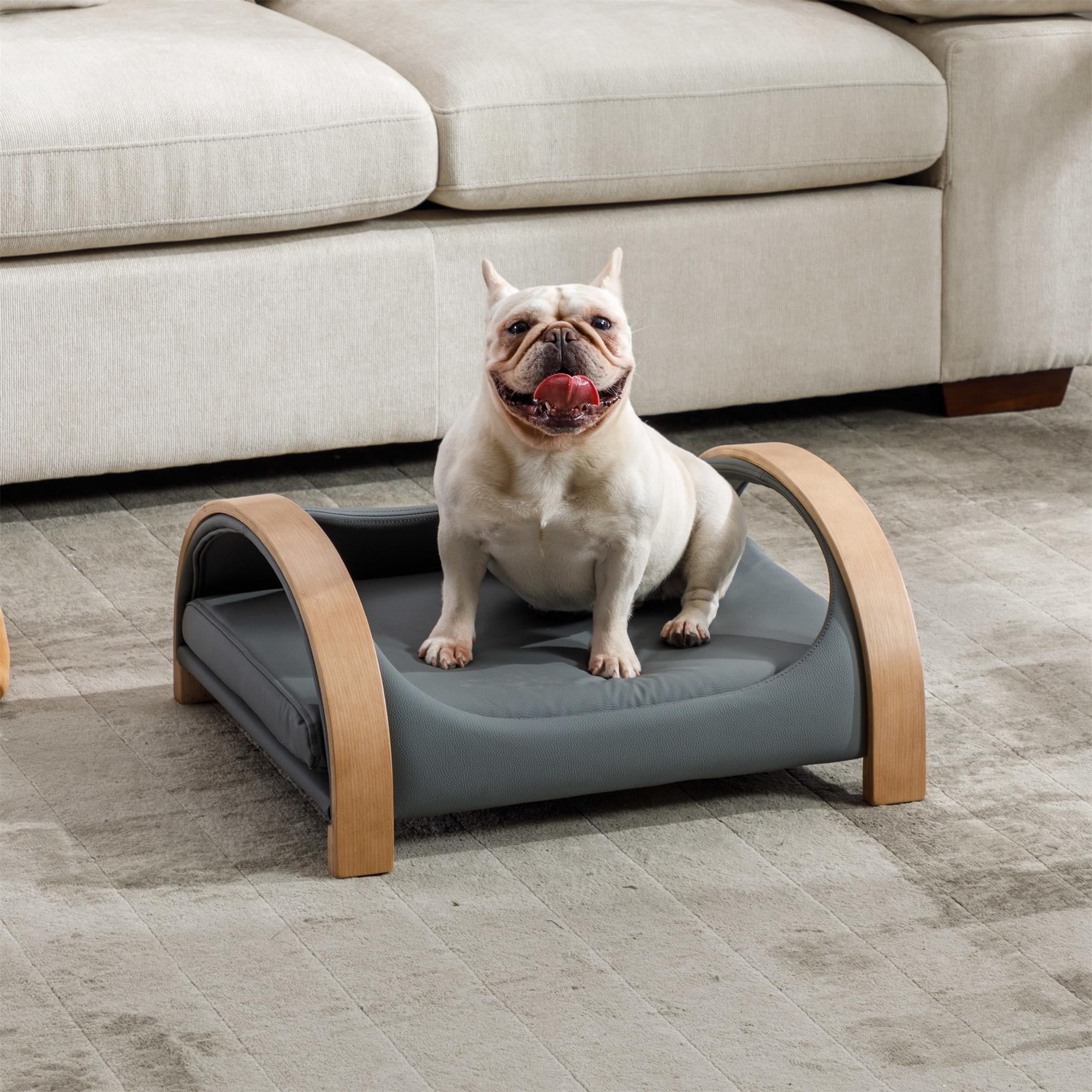 Pefilos 23" Pet Sofa Dog Bed with Removable Cushion and Wood Style Leg for Dog and Cat, Dark Gray Pefilos 23" Pet Sofa Dog Bed with Removable Cushion and Wood Style Leg for Dog and Cat, Dark Gray
