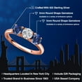 thumbnail image 2 of Gem Stone King 18K Rose Gold Plated Silver Lab Grown Diamond and Blue Created Sapphire Engagement Ring for Women | 1.70 Cttw | Round 5MM | Gemstone April Birthstone | Size 9, 2 of 6