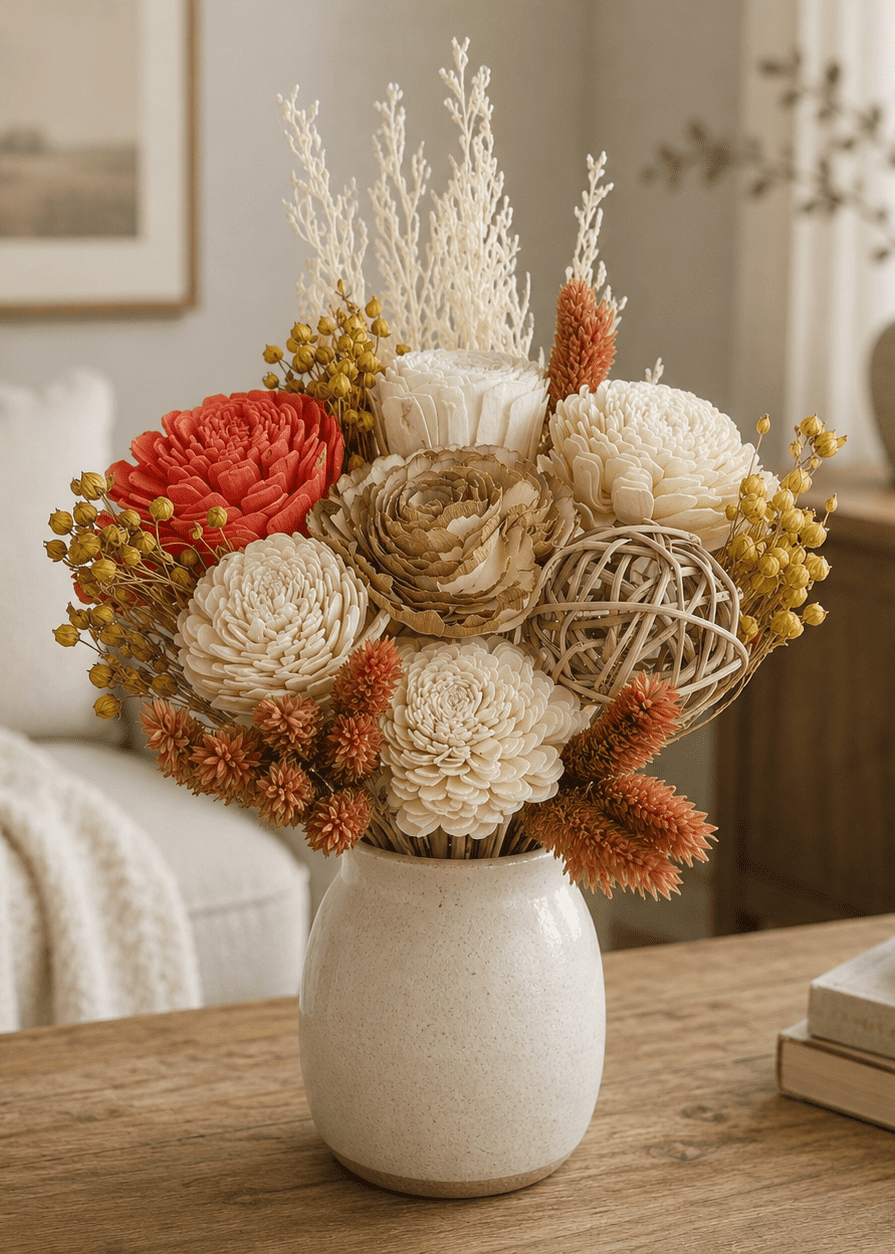 18" Botanical Avenue Luna Bouquet Coral Pink, dried flower bouquet, boho floral arrangement, preserved flower bouquet, everlasting flowers, dried floral décor, coral pink home décor, handmade