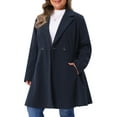 thumbnail image 5 of Agnes Orinda Women's Plus Size Coat A Line Notched Lapel Double Breasted Long Peacoat with Pockets 4X Dark Blue, 5 of 7