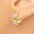 thumbnail image 3 of Real 14kt Yellow Gold 5mm Diamond-cut Rhodium Hoop Earrings; for Adults and Teens; for Women and Men, 3 of 4