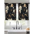 thumbnail image 3 of Vintage Black Floral Semi Sheer Curtains 54 Inch Length 2 Panels Set, Spring Seasonal Botanical Blooms Sheer Kitchen Curtain Privacy Voile Window Curtain for Living Room Bedroom Rod Pocket Drapes, 3 of 7