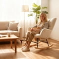 thumbnail image 6 of Teddy Fabric Swing Chair, Soft Rocking Chair with High Backrest and Cushioned Seat, Comfy Lounge Chair for Bedroom Living Room Nursery, High-Density Foam, 6 of 9