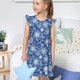 thumbnail image 4 of Balery whiet Snowflake blue background Camisón de princesa para niñas, pijama de algodón con mangas abullonadas, suave y bonito.-Small, 4 of 6