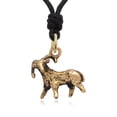 thumbnail image 1 of Ram Aries Handmade Brass Necklace Pendant Jewelry With Cotton Cord, 1 of 1