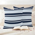 thumbnail image 3 of Navy Sky Blue Ombre Striped Outdoor Waterproof Pillow Covers, Gradient Horizontal Lines Decorative Square Throw Pillowcase Sofa Cushion Sham for Patio/Couch/Chair, 24"x24" 2 Pack, 3 of 8