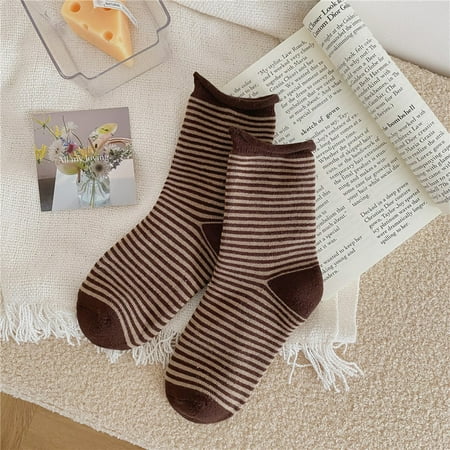 

8 pair Womens To Keep Warm Sock Stripe Lightweight Cotton Athletic Socks Color Random