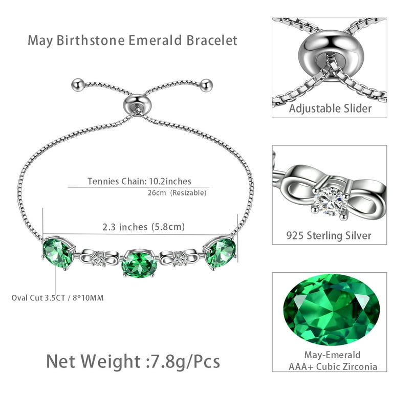 Emerald birthstone bracelet deals