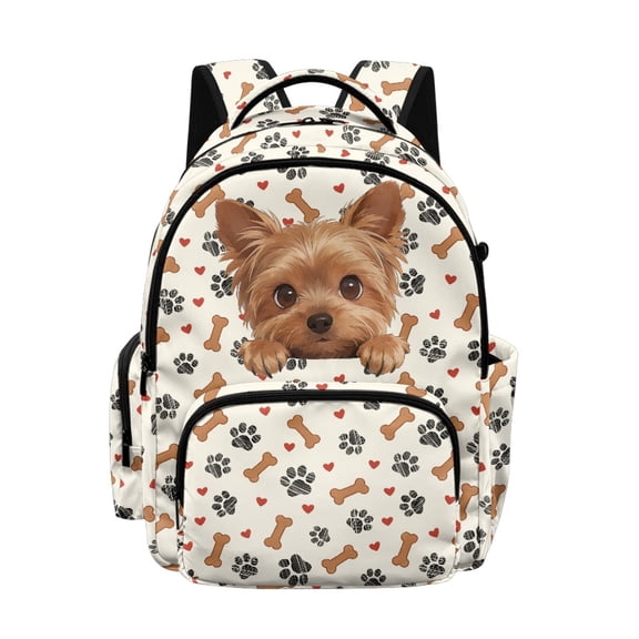 Tutolipy Dog Paw Print, Bone & Heart Pattern Kids Backpack with Lightweight Large Capacity Rucksack, Adjustable Straps 17 Inch Bookbag for Travel Daily Use Picnic