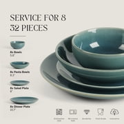Stone Lain Riley 32-Piece Dinnerware Set Stoneware, Service for 8, Blue