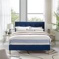 thumbnail image 2 of DeCoro Seattle Modern Tufted Easy Assembly Upholstered Platform Bed with Headboard, Wood Frame with Solid Wood Slat Support, No Box Spring Required and Noise-free, Queen, Antonio Sapphire, 2 of 10