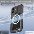 thumbnail image 2 of for iPhone 16 Plus 6.7 inch Waterproof Case Compatible with MagSafe, Magnetic Waterproof Metal Full Body IP68 Underwater Case Built-in Screen Protector Military Grade Shockproof Cover, 2 of 7