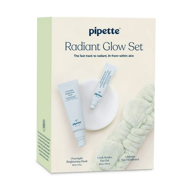 Set de cuidado de la piel Pipette Radiant Glow con máscara y gel para ojos, 3 piezas