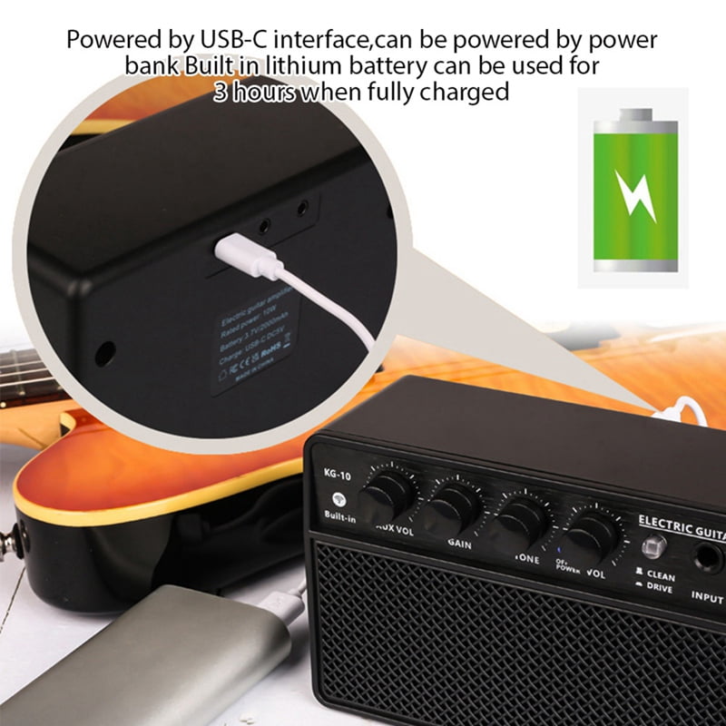 Small Electric Guitar Speaker Mini Portable Guitar Practice Speaker Suitable for Daily Practice and Street Performances
