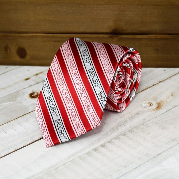 Wisconsin Badgers Striped Men's Necktie  Officially Licensed NCAA by Fan Frenzy Gifts