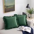 thumbnail image 5 of Yatlte Velvet Ruffle Throw Pillow Covers Couch, Decorative Pillowcases with Ruffles 18x18 Inch Solid Color Shabby Chic Farmhouse Cushion Cover for Living Room Sofa Bed, 5 of 6