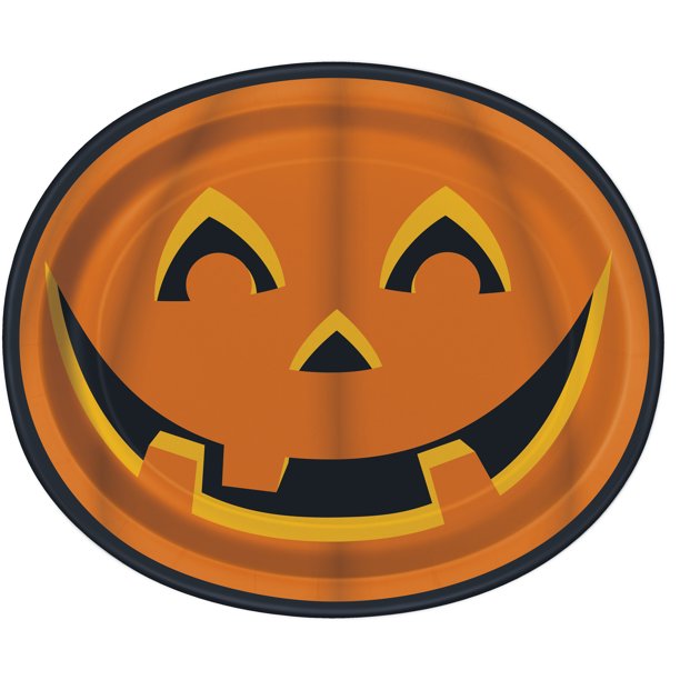 Pumpkins Halloween Party Oval Paper Dinner Plates, 12.25in, 24ct