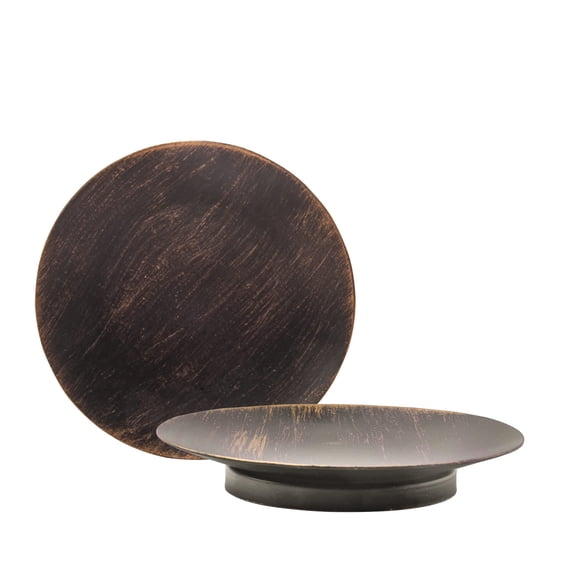 2pcs Black Candle Plate Holder Candle Dish,Small Simple Candle Plates for Pillar Candles,Antique Candle Holder Plate