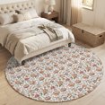 thumbnail image 4 of Paisley Botanical Round Area Rug 5Ft Washable Circle Rugs for Living Room Bedroom, Vintage Blossom Foliage Beige Non-Slip Carpet Floor Mats Indoor Outdoor Carpet Runner Aesthetic Home Decor, 4 of 8