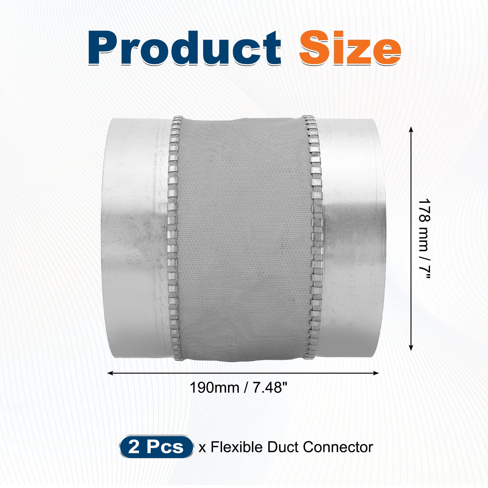 Uxcell Flexible Duct Connector (7", Silver)(2Pcs) - Galvanized Steel, Round Vibration-Reducing Male Fit Coupler Ducting Connector Pipe Extender Fitting for Dryer Vent Hose / HVAC Systems