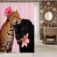 thumbnail image 2 of Manfei Animal Leopard Shower Curtain 72Wx72L,Tropical Flowers Bathroom Curtain, 2 of 6