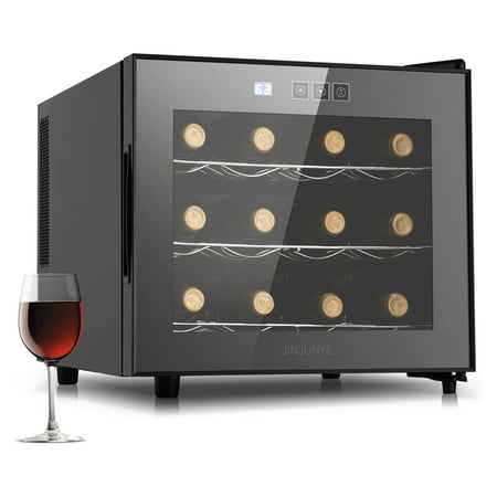 JINJUNYE Wine Cooler Refrigerator, 12 Bottle Wine Fridge Small, Countertop...