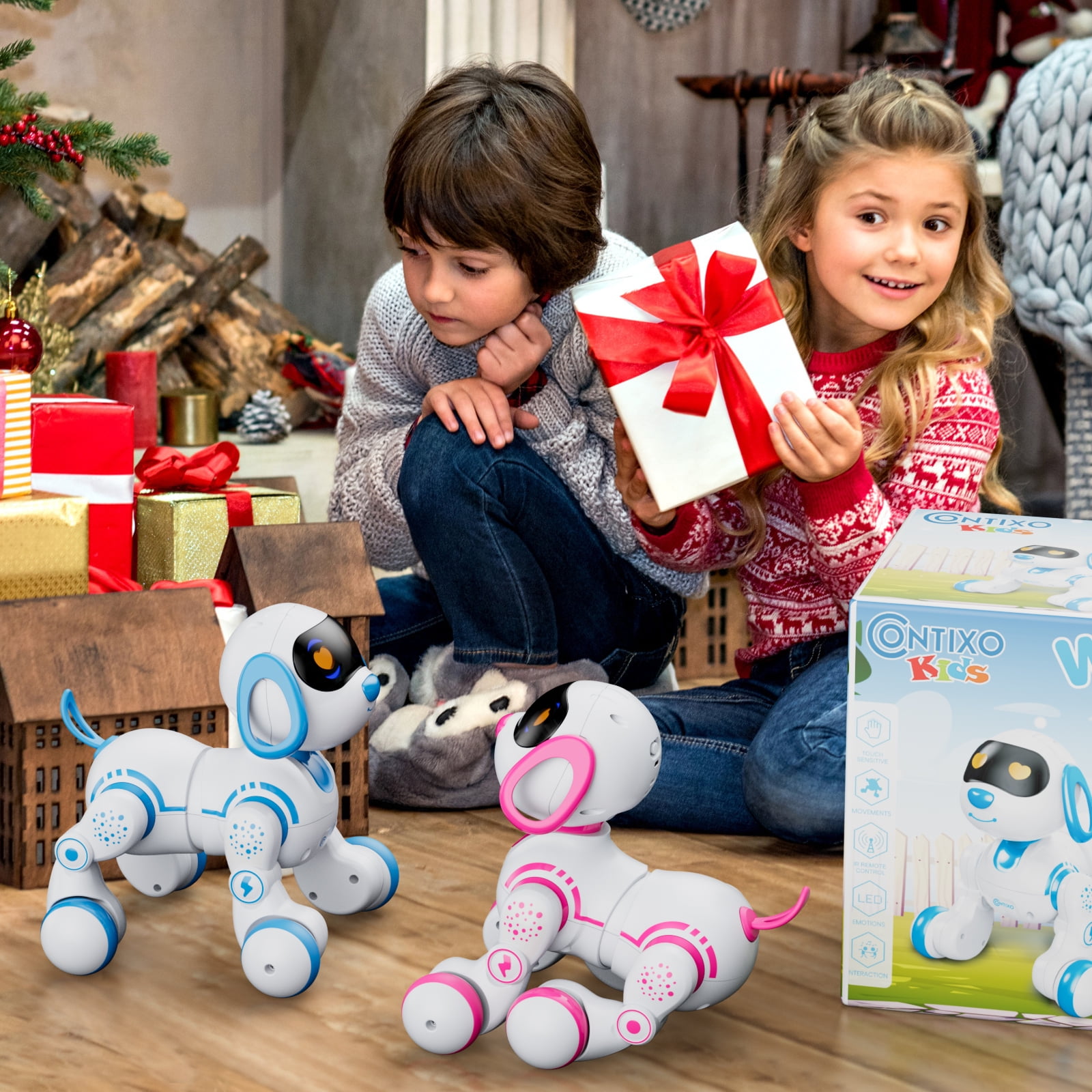 Contixo R3 Electronic Robot Dog, Interactive Smart Puppy Robot Toys, Kids Toys with Lights & Sounds, Blue