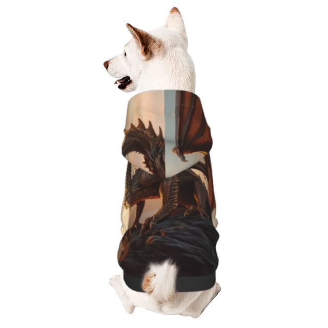 Fotbe Sky Sunset Bronze Dragon Sudadera con Estampado para Perros Pequeños – Suéter con Capucha para Mascotas, Tela Suave de Forro Polar con Bolsillo-XX-Large