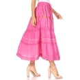 thumbnail image 3 of Sakkas Solid Embroidered Gypsy / Bohemian Full / Maxi / Long Cotton Skirt - Pink - One Size, 3 of 5