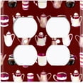 thumbnail image 2 of Metal Light Switch Wall Plate Outlet Cover (Coffee Mocha Espresso Tea Pot Kettle Maker Festive Cup Maroon - Double Duplex), 2 of 2