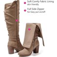 thumbnail image 4 of Love Steetly Women's Extra Wide Calf Knee High Boots, Slouchy Ruched Faux Leather, Double Buckle Accents, Chunky Block Heel Side Zipper Boots., 4 of 6