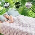 thumbnail image 2 of EMME Checkered Blanket Cotton Queen Size for Bed Soft 6 Layer Muslin Bed Blankets 80"x90" Lightweight Breathable Blanket All Season Gauze Blanket,Checkeredboard Purple, 2 of 6