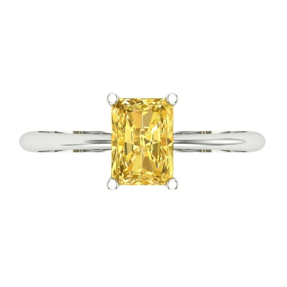 Clara Pucci 14K White Gold 1ct Yellow Solitaire Ring for Women