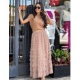 thumbnail image 3 of Women's Tulle Midi Skirt Elastic High Waist A-Line Ruffle Tiered Layered Mesh Puffy Long Maxi Skirt, 3 of 11