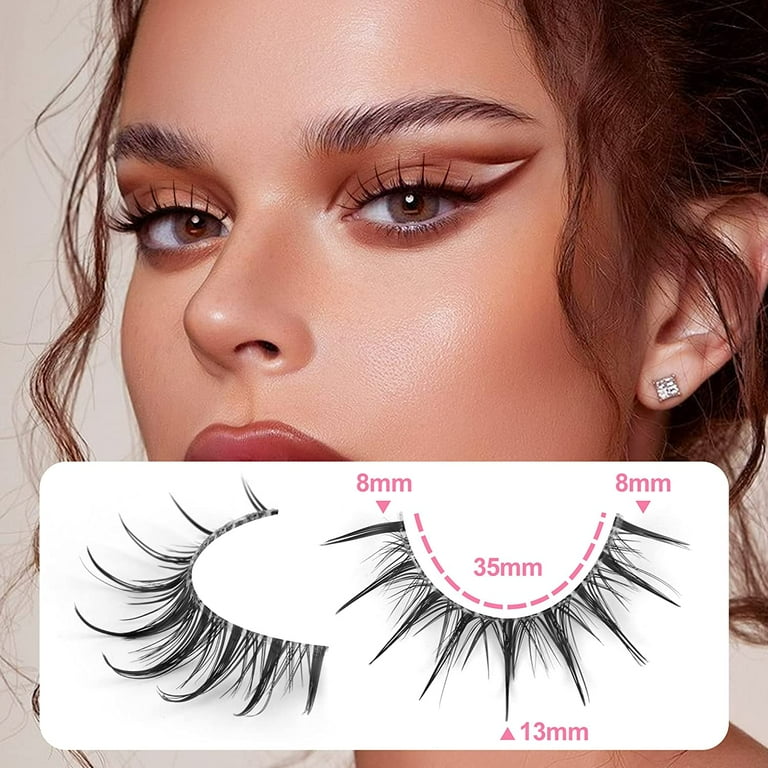 SEMATA 14MM Manga Lashes False Lashes Natural Look Wispy Eyelashes Spiky  Anime Fake Eyelashes Pack 10 Pairs