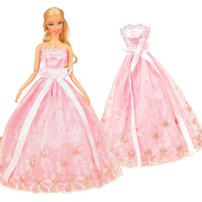 A-waroom 7 PCS 12 inch Doll Dress Wedding Dress Trailing Skirt Evening Dress Princess Clothes
