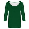 thumbnail image 4 of Women's Casual 3/4 Sleeve T-Shirt Solid Color Round Neck Basic Tee Loose Fit Comfortable Top for Spring Fall Everyday Wear, 4 of 4
